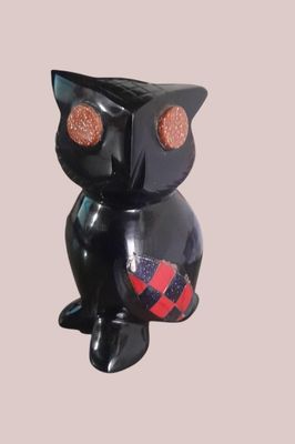 BUHO DE OBSIDIANA CON  AVENTURINA Y TURQUESINA
