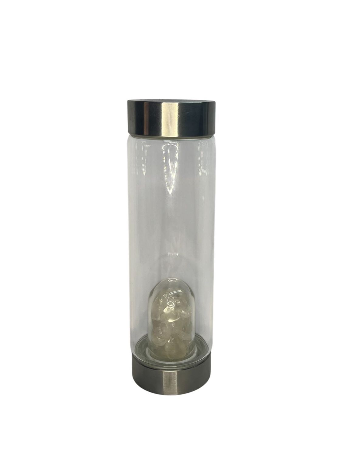 BOTELLA DE CRISTAL CON CUARZO BLANCO