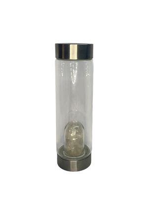 BOTELLA DE CRISTAL CON CUARZO BLANCO