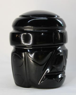 CABEZA OLMECA DE OBSIDIANA NEGRA