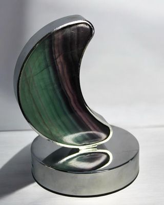 LAMPARA DE FLUORITA EN FORMA DE LUNA