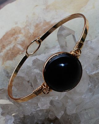 PULSERA DE ACERO OBSIDIANA NEGRA