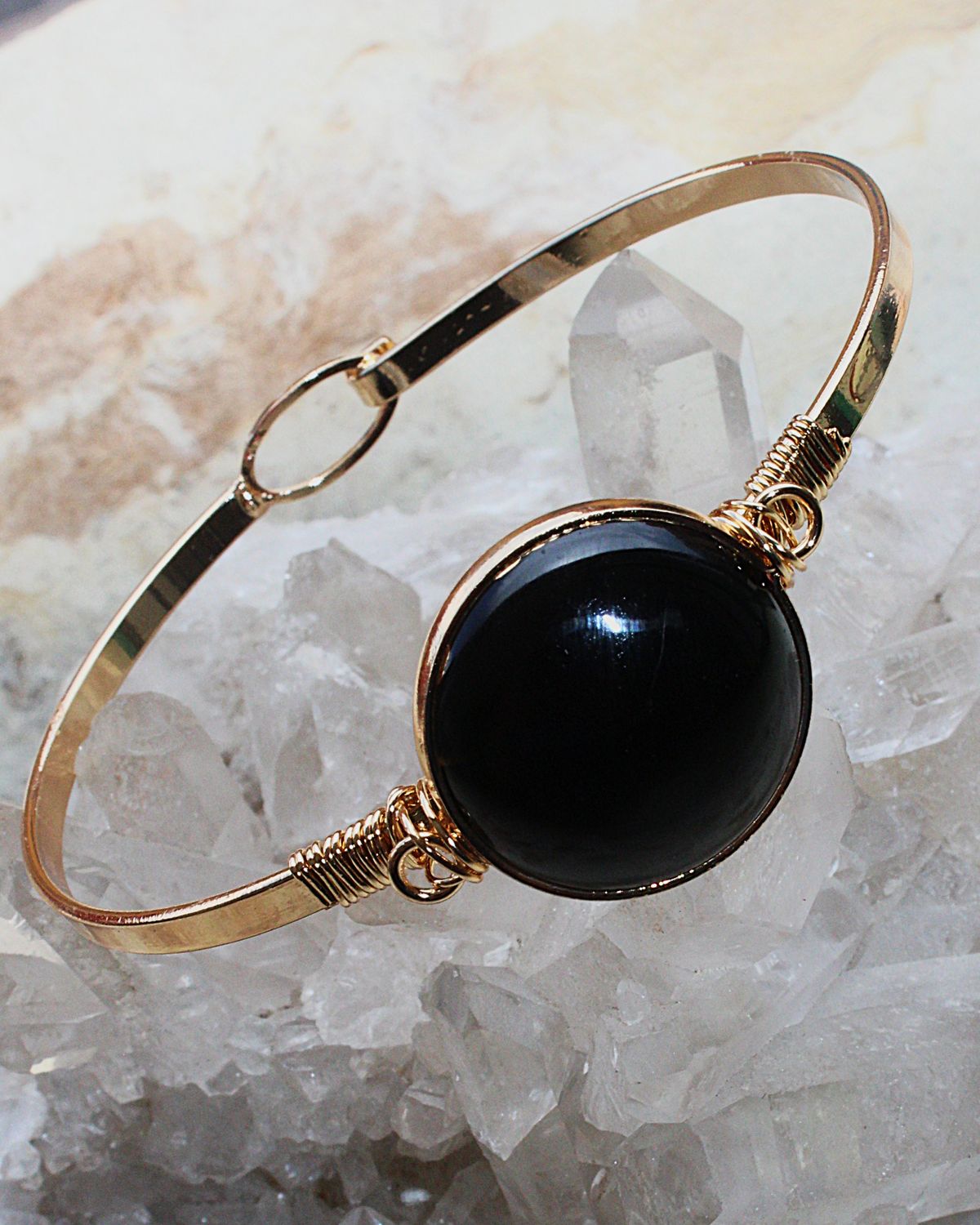 PULSERA DE ACERO OBSIDIANA NEGRA