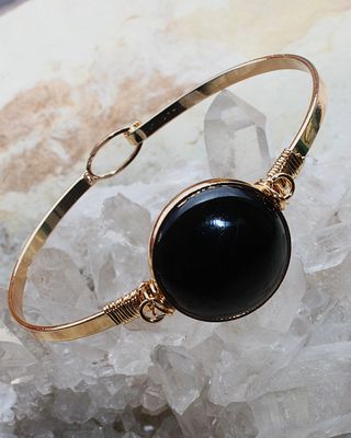 PULSERA DE ACERO OBSIDIANA NEGRA