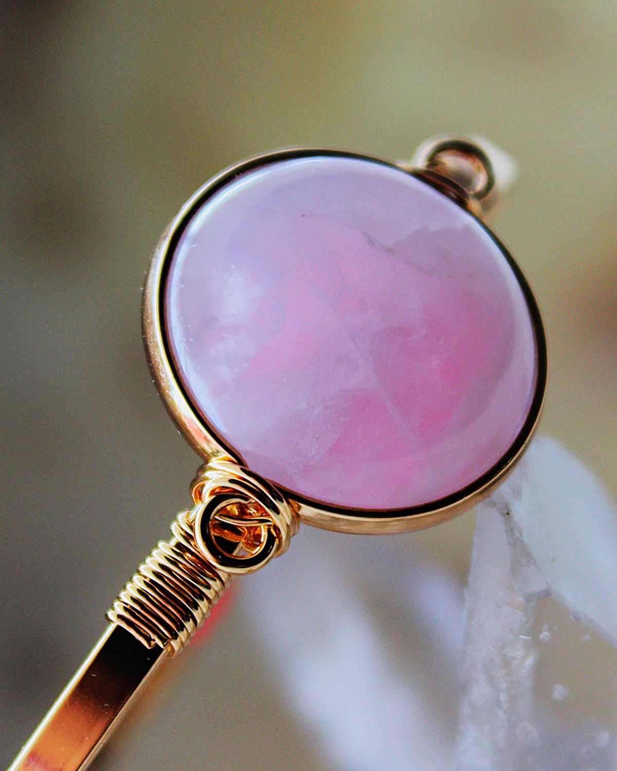 PULSERA DE ACERO CUARZO ROSA