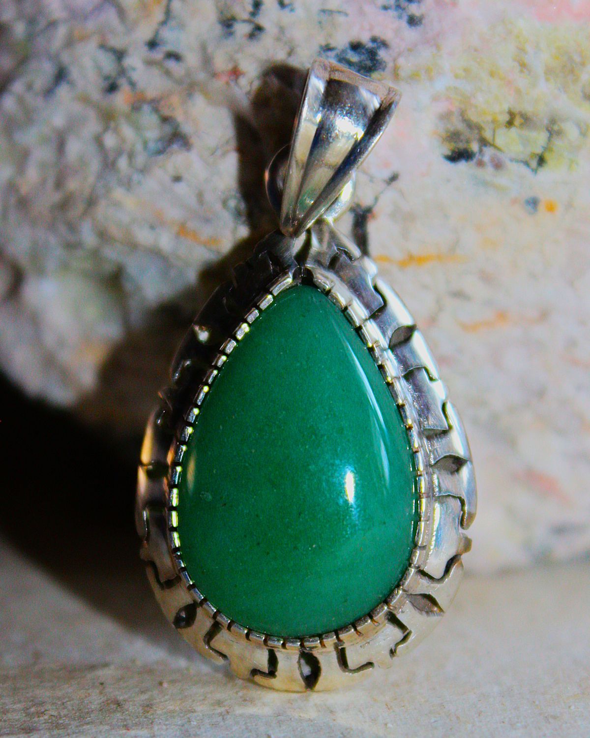 DIJE DE PLATA AVENTURINA VERDE