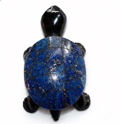 TORTUGA DE OBSIDIANA CAPARAZON LAPIS LAZULI