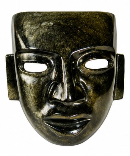 MASCARA TEOTIHUACANA OBIDIANA DORADA
