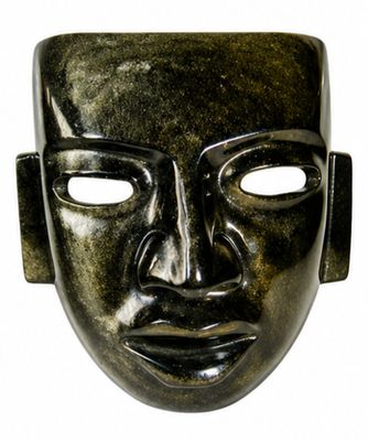 MASCARA TEOTIHUACANA OBIDIANA DORADA