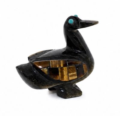 PATO OBSIDIANA DORADA CON OJO DE TIGRE