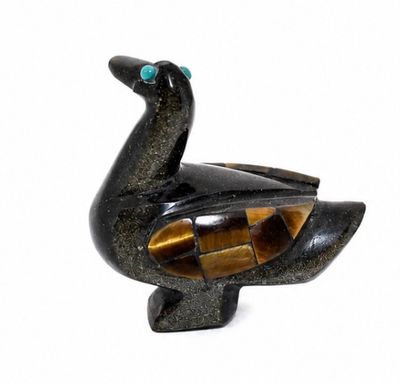 PATO OBSIDIANA DORADA CON OJO DE TIGRE
