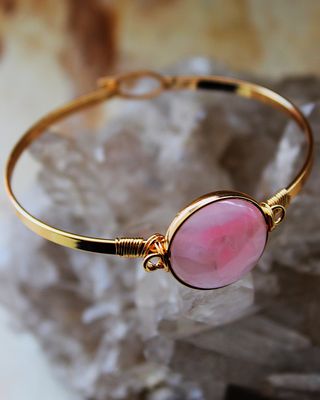 PULSERA DE ACERO CUARZO ROSA