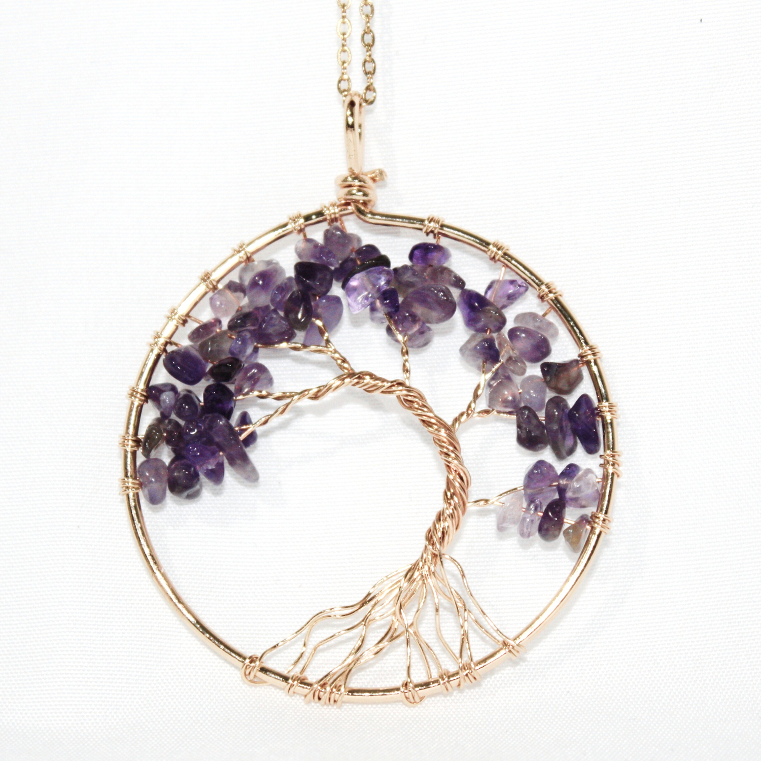 DIJE DE ARBOL CON CITRINO 3.5cm, ELIJE TIPO DE CUARZO: AMATISTA (MORADO)