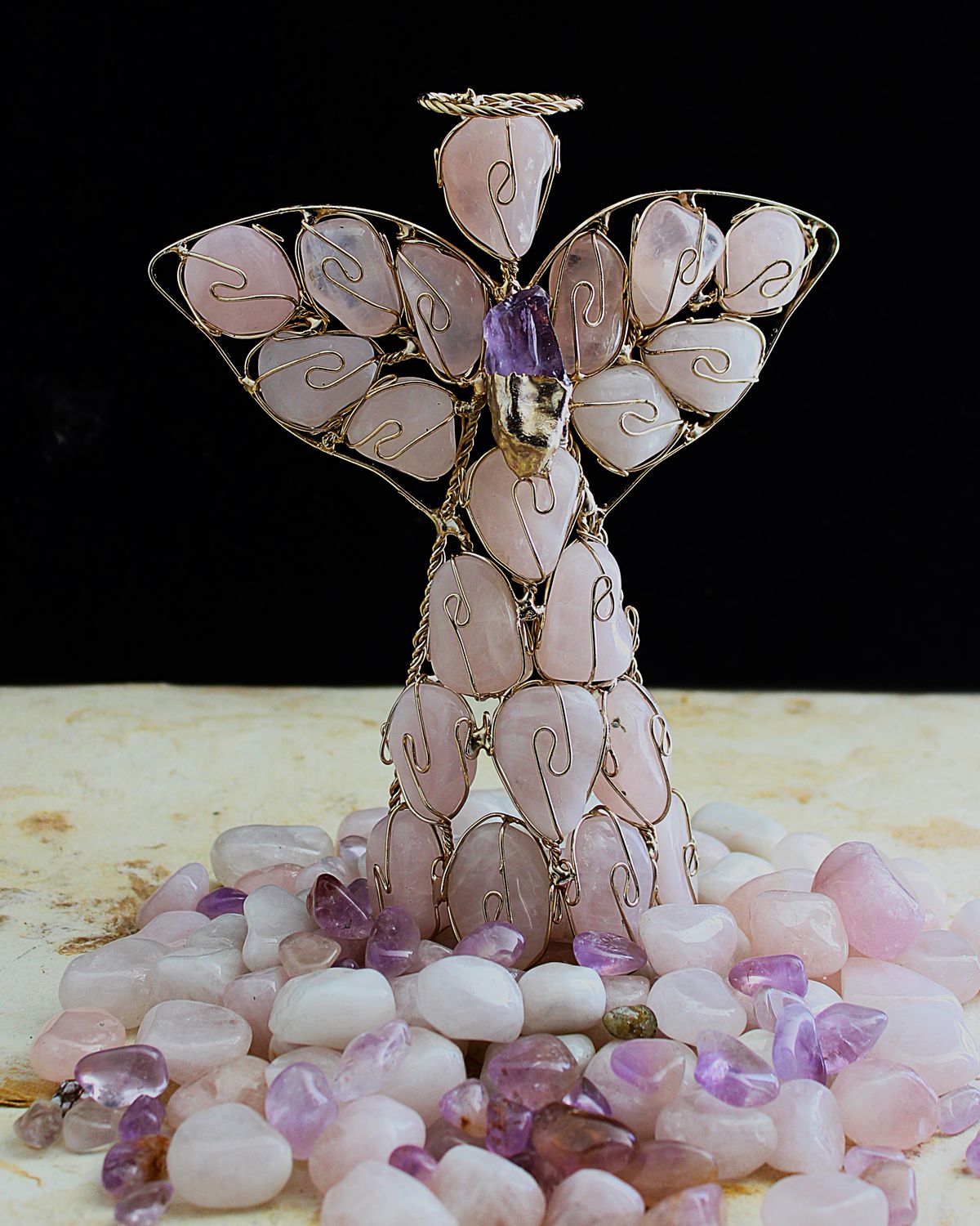 ANGEL DE CUARZO ROSA 18cm