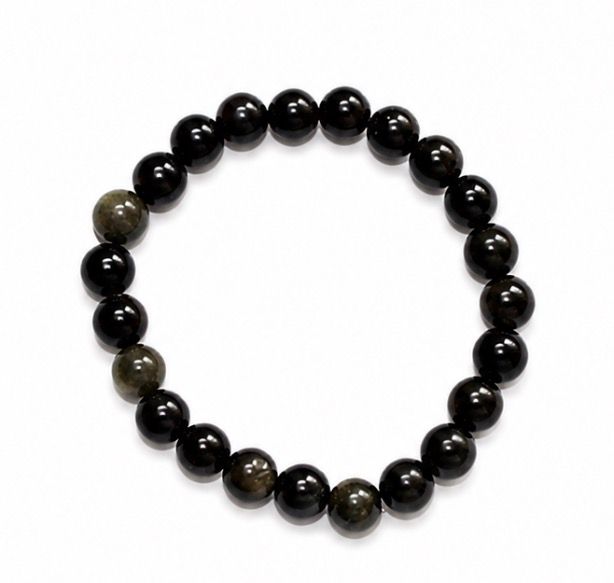 PULSERA DE OBSIDIANA PLATEADA