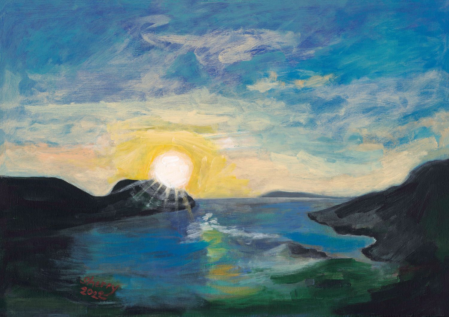 The sun sets on a peaceful day Print