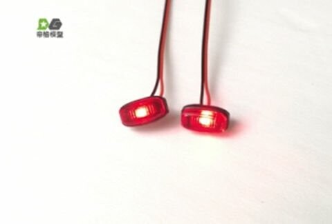 Flat oval red led x2