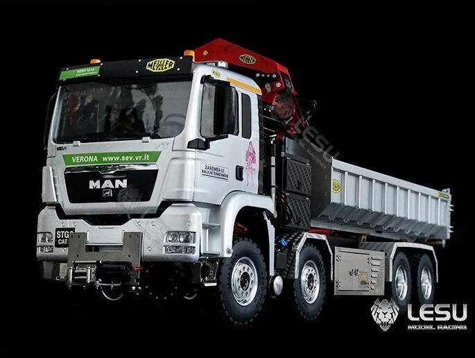 LESU 1/14 MAN 8X8 Full-unloading Roll-on Hydraulic Truck with Mounted Crane- RTR
