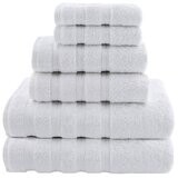 American Soft Linen Towel Set 2 Bath Towels 2 Hand Towels 2 Washcloths Super Soft Absorbent 100% Turkish Cotton Towels for Bathroom and Kitchen Shower Towel Bright White