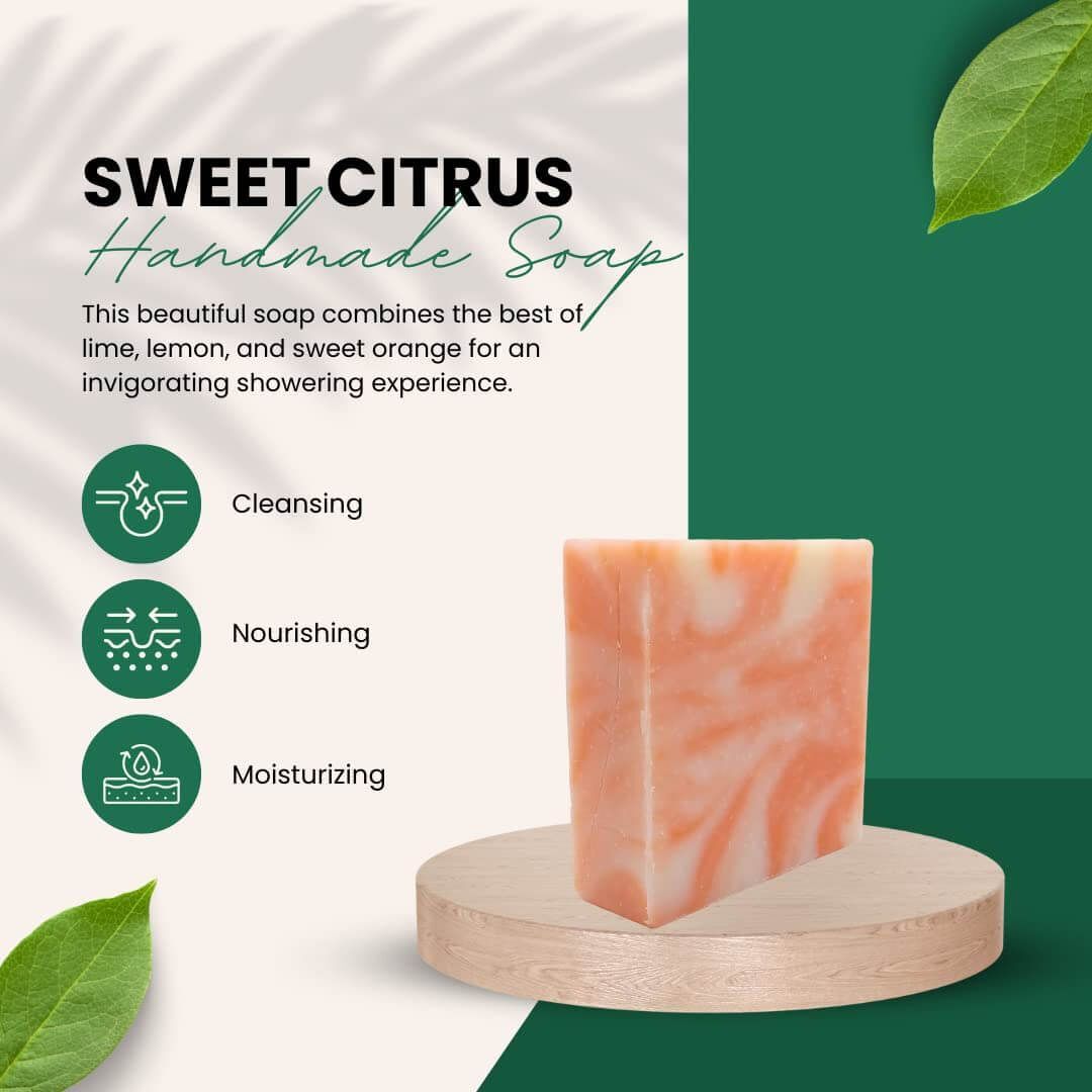 Sweet Citrus Soap - Lime, Lemon & Sweet Orange Scented Handmade Lye Soap