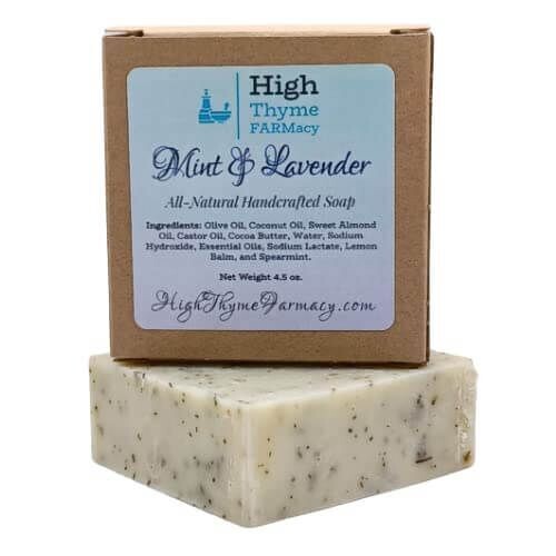 All-Natural Mint & Lavender Soap - Exfoliating Soap made with Real Spearmint and Lemon Balm