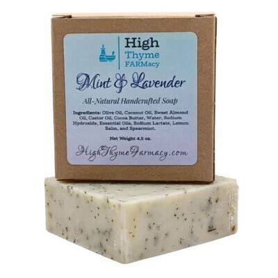 All-Natural Mint & Lavender Soap - Exfoliating Soap made with Real Spearmint and Lemon Balm