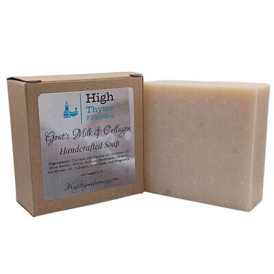 Goat's Milk & Collagen Soap - Lightly Scented Handcrafted Goat Milk Soap Bar with Collagen