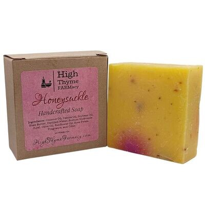 Honeysuckle Soap - Floral Scented Natural Lye Soap with Rose Petals