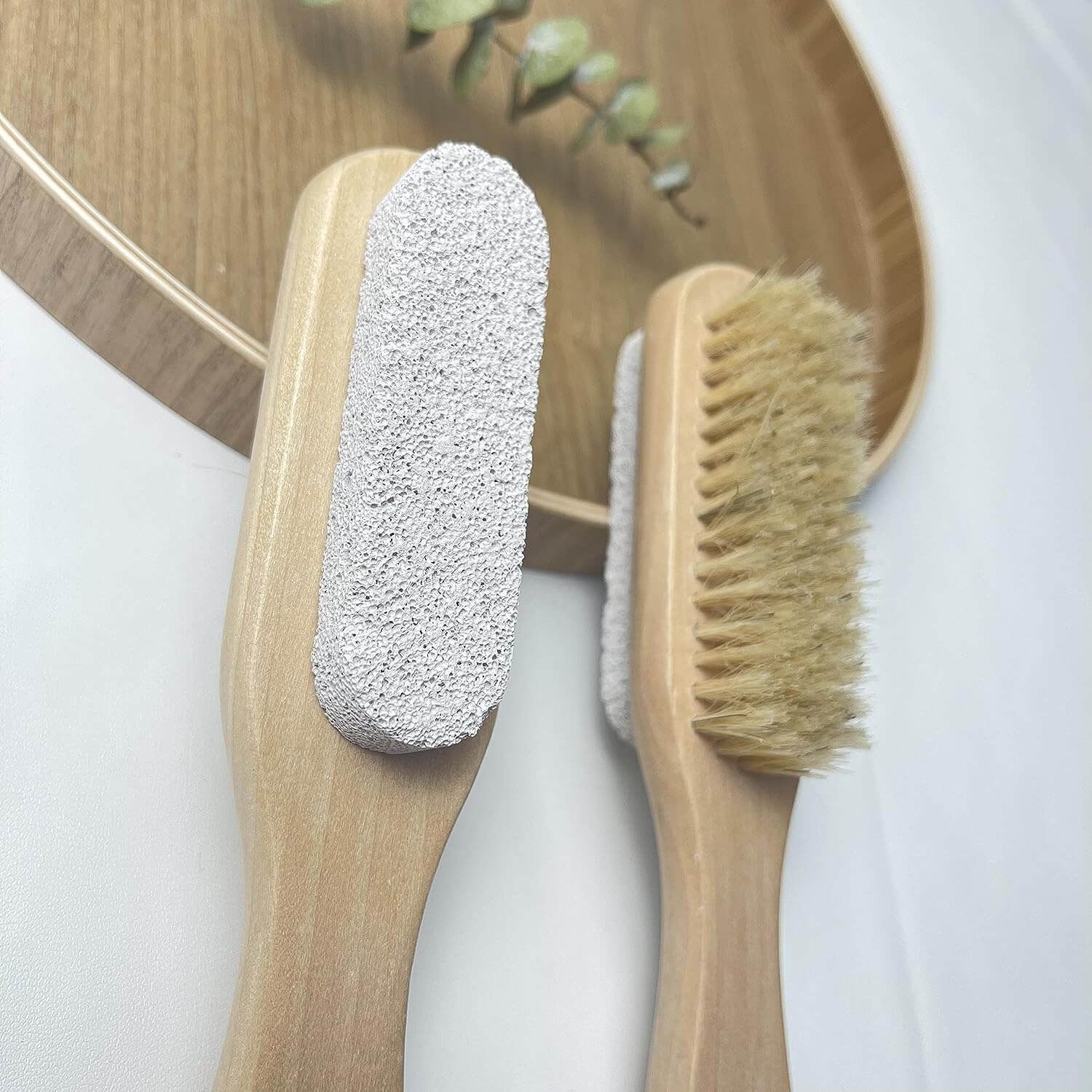 Pumice Stone for Feet with Natural Bristle Nail Brush