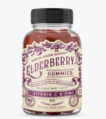 Elderberry Gummies with Zinc + Vitamin C - 60 Vegan Gummies