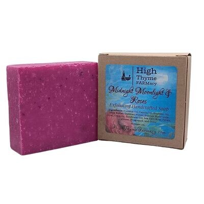 Midnight Moonlight & Roses Exfoliating Soap - Rose Petal Soap with Ground Oatmeal and Sea Salt
