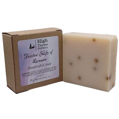 Twisted Shafts of Lavender Soap - Handmade Lavender Patchouli Exfoliating Lye Soap with Real Lavender Buds