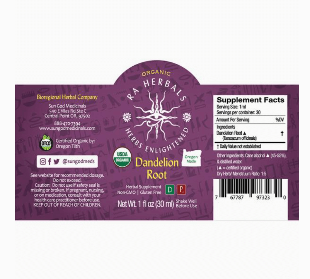 Sun God Medicinals Organic Dandelion Root Tincture