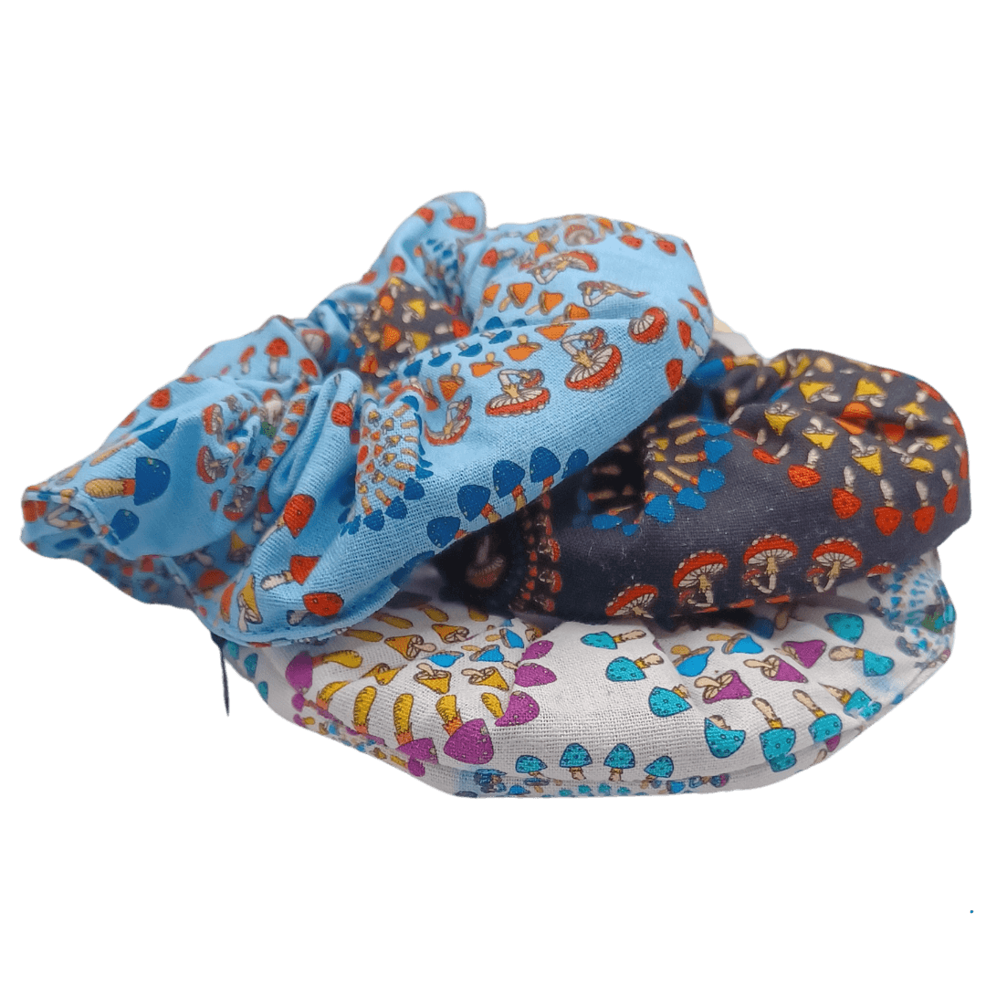 Gypsy Rose Cotton Mushroom Print Scrunchie with Secret Pocket