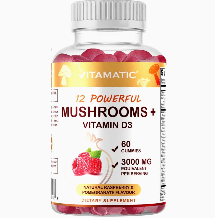 Vitamatic Mushroom Gummies with Vitamin D3 3000 mg - 60 Pectin Based Gummies