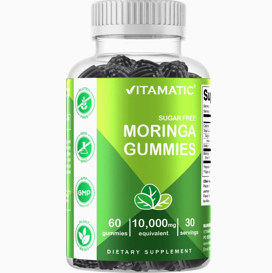Vitamatic Sugar Free Moringa Gummies 100mg (50:1 Extract)- 60 Vegan Gummies