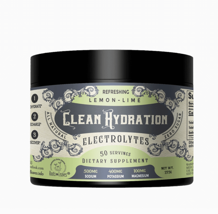Roots and Leaves Clean Hydration Electrolytes - Lemon-Lime or Orange Flavor