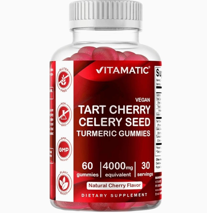 Vitamatic Tart Cherry Gummies with Celery Seed 4000 mg - 60 Vegan Gummies
