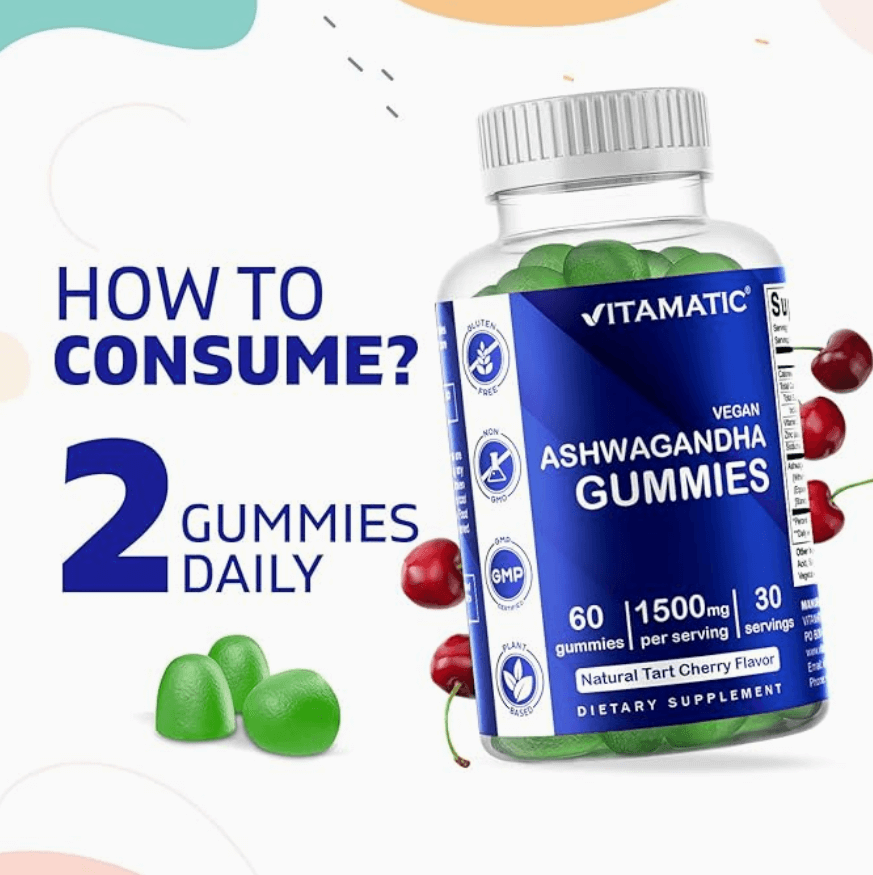 Vitamatic Ashwagandha Gummies 1500mg - 60 Vegan Gummies