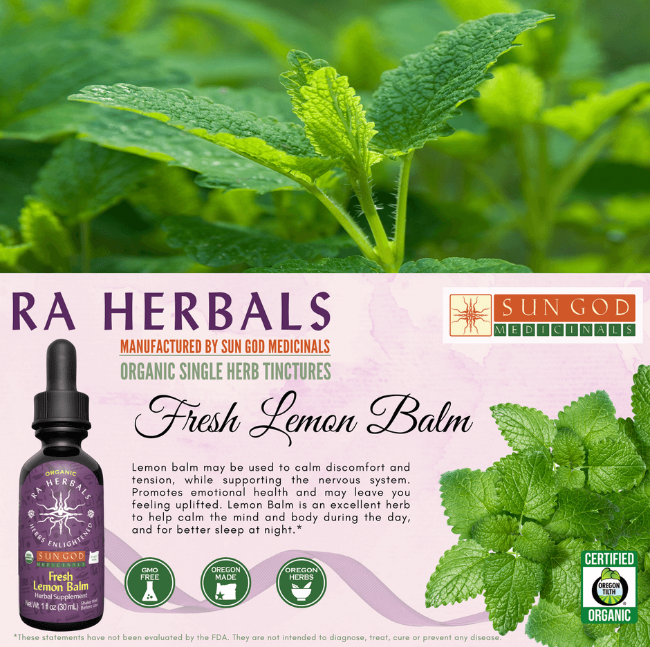 Sun God Medicinals Organic Fresh Lemon Balm Tincture