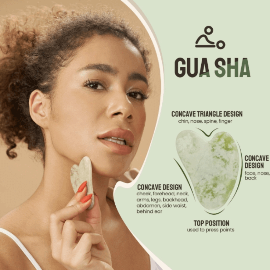Jade Roller & Gua Sha Facial Massage Tool Set