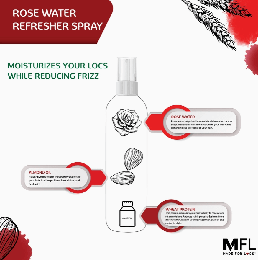 MFL Locs Rose-Water Refresher Spray | 8 oz – Peppermint & Rosemary