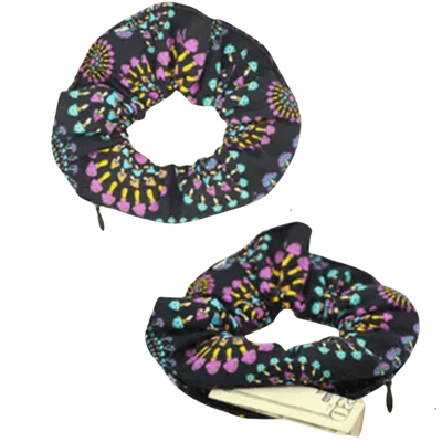 Gypsy Rose Cotton Mushroom Print Scrunchie with Secret Pocket