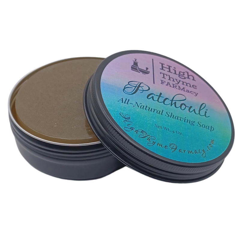 All-Natural Patchouli Shaving Soap Puck - 4 Ounce Bar of Soap for Shaving - Shave Soap Puck in Travel Tin