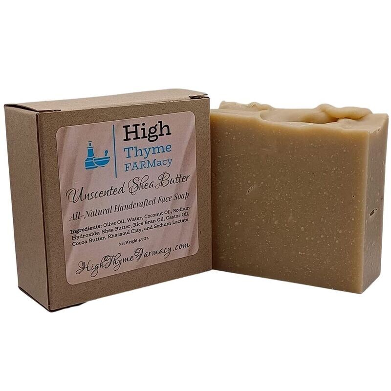All-Natural Unscented Shea Butter Soap with Rhassoul Clay