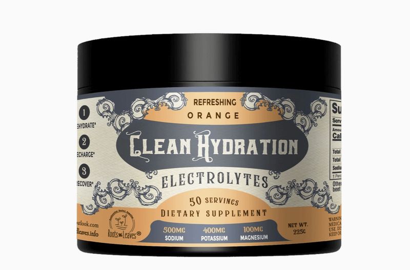 Roots and Leaves Clean Hydration Electrolytes - Lemon-Lime or Orange Flavor