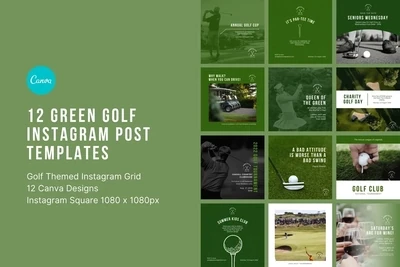 12 Green Golf Instagram Post Templates