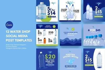 Water Shop Social Media Templates