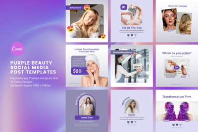 Purple Beauty Salon Social Media Templates