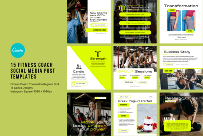 15 Fitness Coach Instagram Post Templates